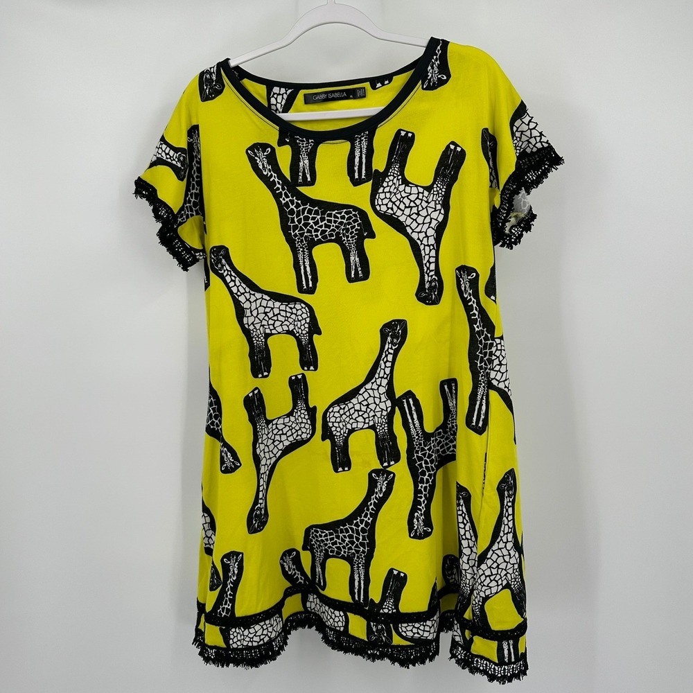 Womens Whimsical Maximalist Mini Dress Size XL Giraffe Safari Eclectic Pop Art